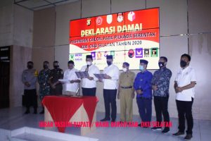 Deklarasi Damai Siap Menang Siap Kalah Paslon Bupati dan Wakil Bupati Pilkada Serentak Tahun 2020