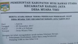 Sudartoni Inspektorat Muratara, Proyek Jalan Dana Desa Muara Tiku Ada Kerugian Negara.  