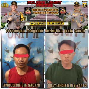 Dua Lelaki Pengedar Ganja Ditangkap  Satres Narkoba Polres Lahat