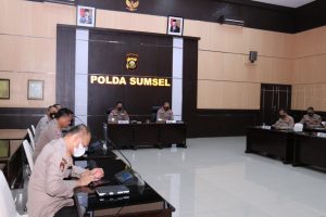 Polda Sumsel Gelar Rakor Lintas Sektoral Kesiapan Pengamanan Perbatasan Penyekatan Arus mudik Lebaran Hari Raya Idul Fitri 1442 H