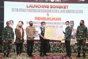 Kapolda Sumsel Hadiri Launching Aplikasi Songket, Pendeteksi Karhutla