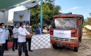 Bupati Lahat Lounching Penyaluran Beras PPKM 2021 di Gudang Bulog