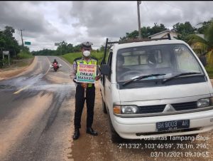 Giat Satlantas Polres Musi Banyuasin Mengantisipasi Laka Lantas dan Memutus Mata Rantai covid-19