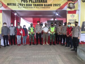 Pos Pengamanan Terpadu Natal dan Tahun Baru 2022 Polrestabes Palembang