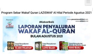 Program Sebar Wakaf Quran LAZISWAF Al Hilal Periode Agustus 2021