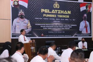 Direktur Ditreskrimsus Polda Sumsel Membuka Pelatihan Fungsi Teknis Ditreskrimsus Polda Sumsel tahun 2022