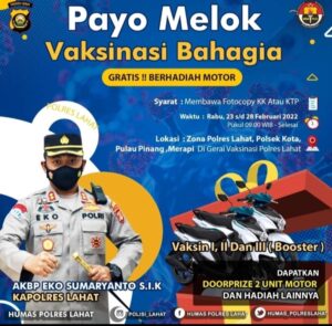 Payo Melok Vaksinasi Bahagia di Gerai Vaksinasi Polres Lahat, Dapatkan 2 Unit Motor dan Hadiah Menarik Lainnya