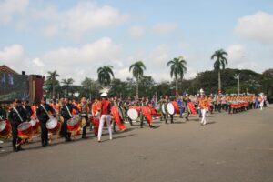 Marching Band Athidira Wirabhakti Polda Sumsel Tampil Memukau di Peringatan Hari Bhayangkara ke 76