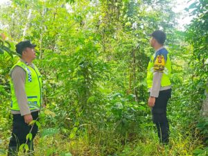 Bhabinkamtibmas Polsek Kikim Timur Polres Lahat  Patroli Karhutlah di Desa Gunung Kembang