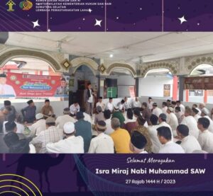 Para Pegawai dan Puluhan WBP Lapas Lahat, Duduk Bersama Peringati Isra Mi’raj Nabi Muhammad SAW 1444 H