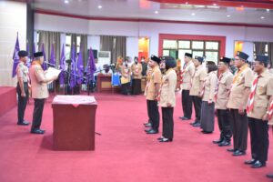 Wabup Banyuasin Lantik dan Kukuhkan pengurus kwartir cabang gerakan Pramuka Banyuasin dan pengurus pusdiklatcab Banyuasin pengganti antar waktu (PAW) masa Bhakti 2020-2025