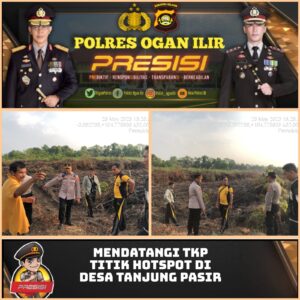 Informasi Pantauan CAS BNPB, Personil Polsek Pemulutan bersama dengan Manggala Agni Mendatangi TKP Titik Hotspot