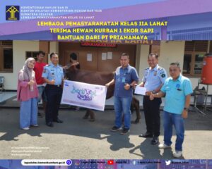Terima Bantuan Hewan Kurban, Kalapas Lahat  : Terimakasih, Daging Akan Diolah Serta Dibagikan Ke WBP