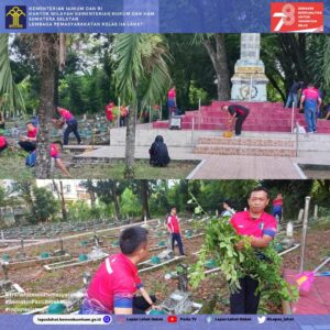 Sambut HDKD Ke 78, Lapas Kelas IIA Lahat Bersihkan Taman Makam Pahlawan Puspa Bhakti