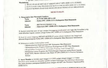 DPD GRIB JAYA Sumsel Serahkan Surat SK Mandat Untuk MUBA