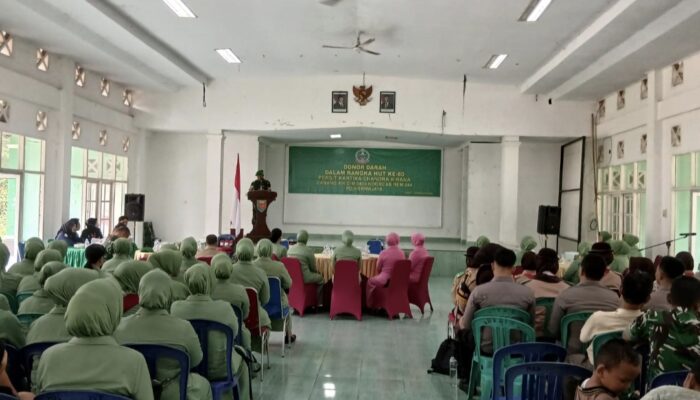 HUT Ke – 80 Persit KCK Cabang XVI Kodim 0405 Koorcab Rem 044 PD II/ Sriwijaya Gelar Donor Darah