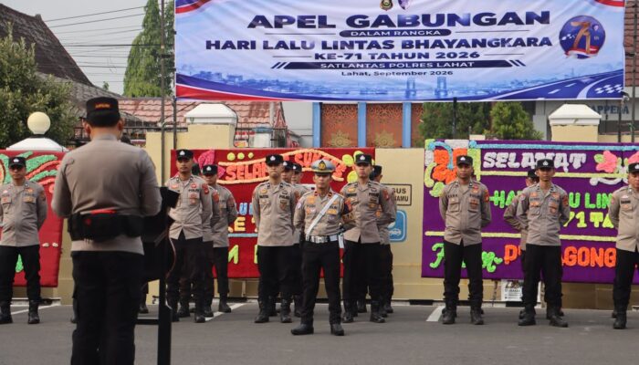 Kapolres Lahat Pimpin Apel Gabungan Hari Lalu Lintas Bhayangkara ke-71, Perkuat Sinergi untuk Keselamatan Berlalu Lintas