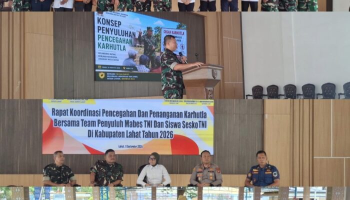 Rakor di Kabupaten Lahat, Team Penyuluh Mabes TNI : Sinergis, Bersama Deteksi Dini Cegah Karhutla